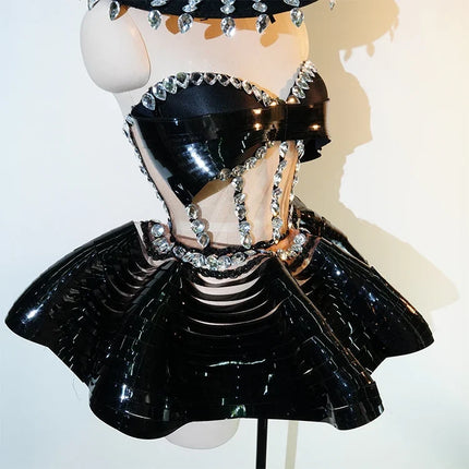 The Stardust Midnight Cabaret Cage Set – Luxury Rhinestone Showgirl Costume