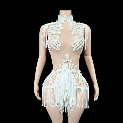 The Stardust Midnight Cabaret Bodysuit – Luxury Rhinestone & Mesh Showgirl Costume