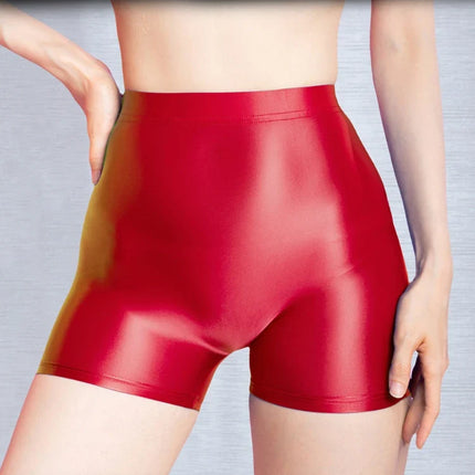 Seamless Oil Glossy High-Stretch Boyshorts Satin Sheer Safety Shorts