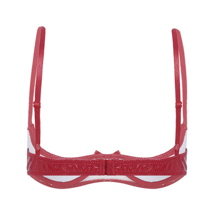 Patent Leather Underwired Open-Cup Bra