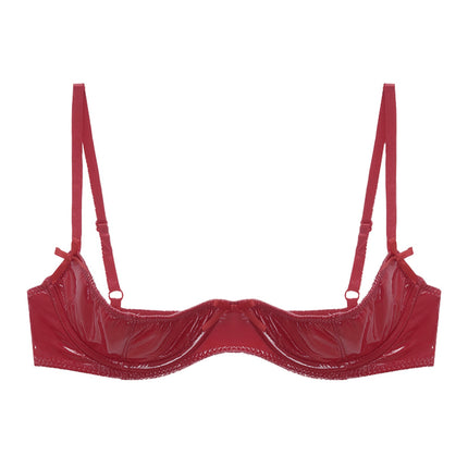 Patent Leather Underwired Open-Cup Bra