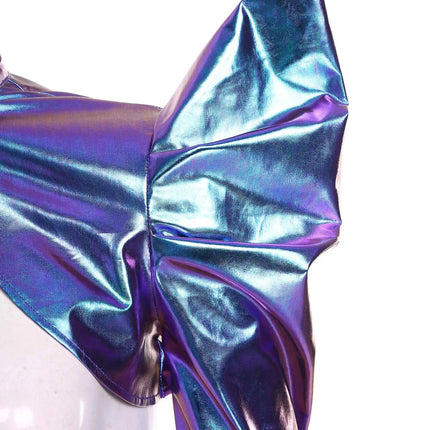 Metallic Shoulder Armor Shrug Crop Top & Sleeves Futuristic Pauldron Stage Costume