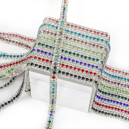 The Stardust Triple Crown – 3-Row Glass Crystal Rhinestone Cup Chain Trim
