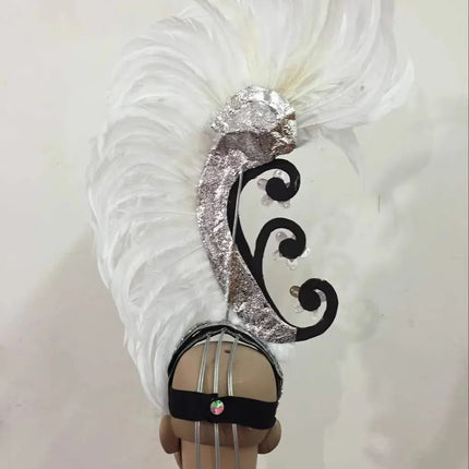 The Stardust Royal Plume – Feathered Carnival & Cabaret Stage Headdress