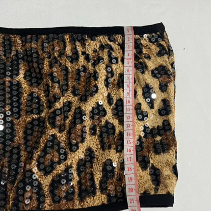 Sequined Top & High-Waist Leopard Print Shorts 2-Piece Gogo Dance Set