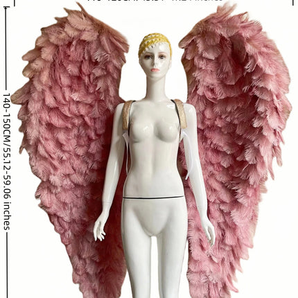 Large Feather Angel Wings Backpiece with Shoulder Straps