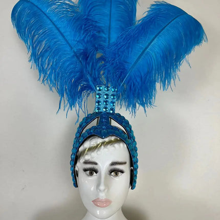 The Stardust Azure Sovereign – Royal Blue Feather Samba Carnival Headdress