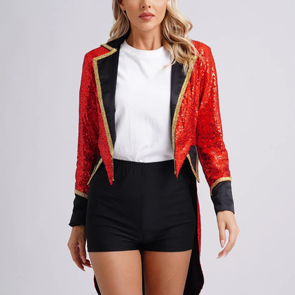 Velvet Circus Ringmaster Tailcoat Jacket Marching Band Halloween Showman Outerwear