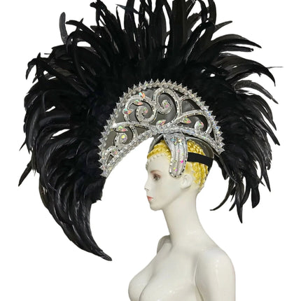 The Stardust Dionysia – Elegant Feathered Samba Carnival & Masquerade Headdress
