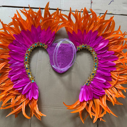 Two-Tone Feather Wing Backpiece Stage Costume Accessory