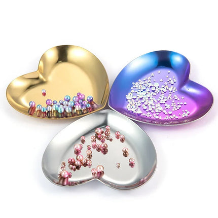 Heart-Shaped Metal Sorting Trays for Rhinestones and Beads