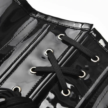 Shiny PU Leather Steampunk Underbust Corset Zipper Front Waist Cincher