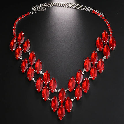 Colored Crystal Rhinestone Statement Necklace