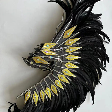 The Stardust Dark Empress – Premium Black Feathered Carnival & Gogo Headdress
