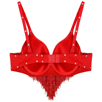 The Stardust Oasis Sirena – Sequined Tassel & Rhinestone Push-Up Belly Dance Bra Top