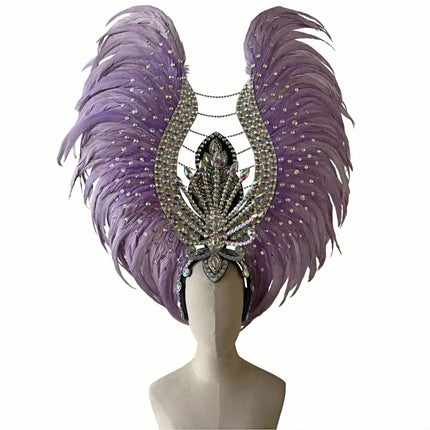 The Stardust Aurora Feather Headdress – Light Purple Cabaret & Carnival Crown