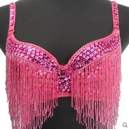 The Stardust Prism Sirena – Deluxe Beaded & Sequined Tassel Belly Dance Bra Top