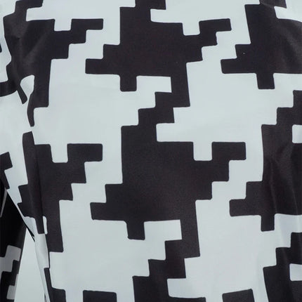 Houndstooth Geometric Print Bodysuit, Over-Knee Boots & Statement Hat 3-Piece Stage Costume Set