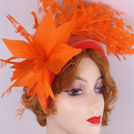 25cm Feather Floral Ribbon Fascinator Headband Kentucky Derby Cocktail Tea Party Hat