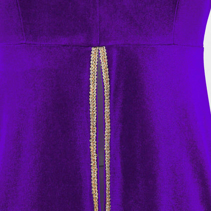 Velvet Circus Ringmaster Gold-Trimmed Swallow-Tail Blazer Coat