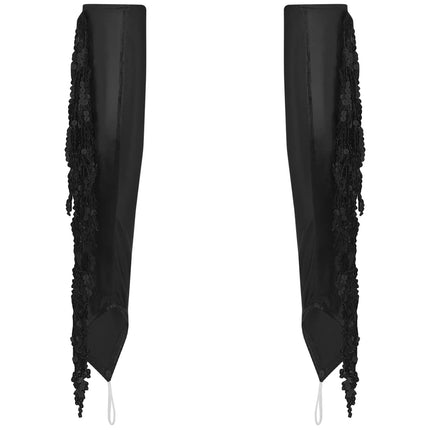 Sequined Fringe Latin Dance & Figure Skating Jumpsuit Leotard Set with Mesh Gloves