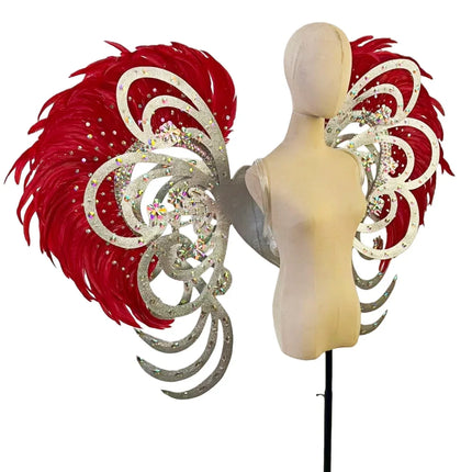 The Stardust Phoenix Wings – Deluxe Feathered Samba Backpiece & Stage Wings