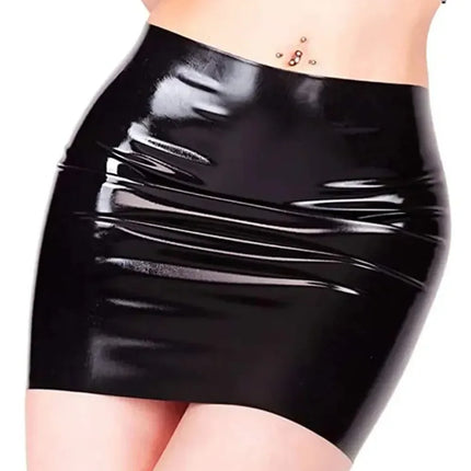 Glossy PU Faux Leather Micro Mini Skirt High-Stretch Liquid Shine Pencil Skirt