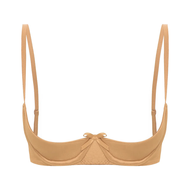 Satin Underwire Half-Cup Push-Up Bra