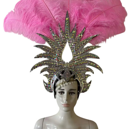 The Stardust Majestic Feather Crown – Carnival & Cabaret Stage Headdress