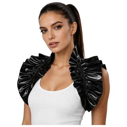 Metallic Ruffled Renaissance Neck Shrug Holographic Victorian Shoulder Capelet