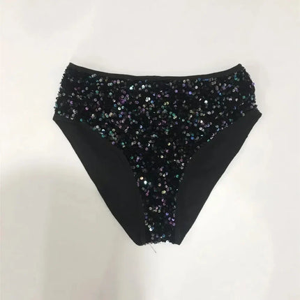 High-Waist Sequined Disco Briefs & Stage Performance Hot Pants