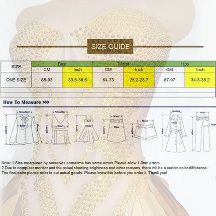 Gold Rhinestone Diamond Leaf Mesh Strapless Long Stage Gown Costume