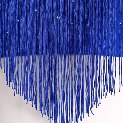 V-Neck Crisscross Back Tassel Fringe Crop Top Latin Salsa Dance Costume