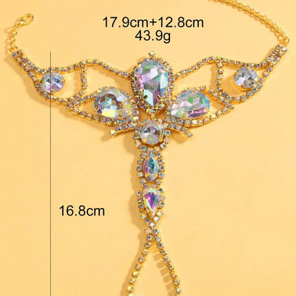 Oversized Crystal Rhinestone Hand Harness Bracelet Drag Queen Catwalk Stage Jewelry