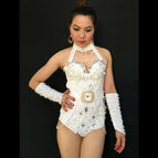 White Bodysuit Gloves / S