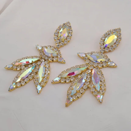AB Gold Rhinestone Crystal Necklace & Earring Set