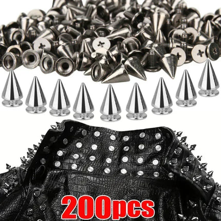 Metal Cone Studs & Spikes Screwback Rivets for Leathercraft, Clothes & DIY Hardware