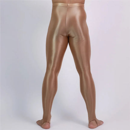 Men's Oil Glossy Sheer High-Stretch Pencil Pants Satin Smooth Leggings