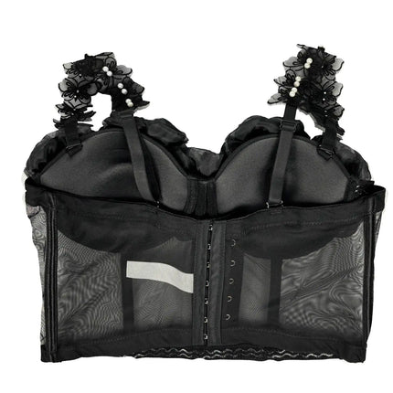 Diamond Rhinestone Leaf Embroidered Bustier Top & Corset Bralette