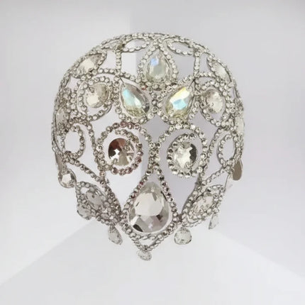 Oversized Glass Crystal Rhinestone Drop Pendant Headpiece & Earrings Drag Queen Stage Jewelry