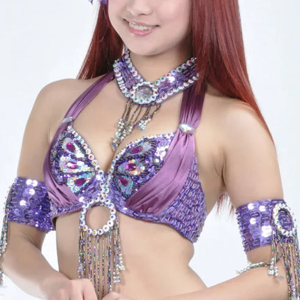 The Stardust Oasis Sirena – Sequined & Beaded Push-Up Belly Dance Bra Top
