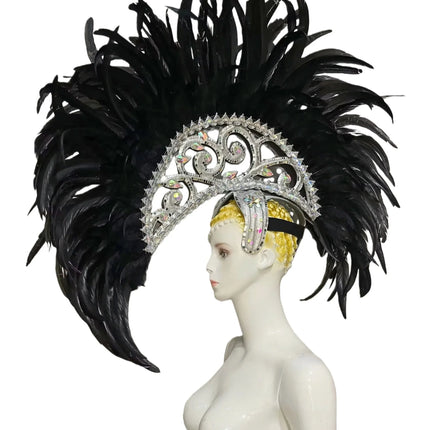 FASHIONABLE AND EXQUISITE HEADDRESS FEATHERS SAMBA DANCE CARNIVAL HALLOWEEN PARTY LATIN DANCE BAR PERFORMANCE HAT MASQUERADE