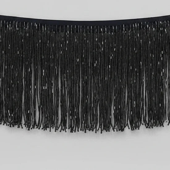 Long Glass Rhinestone Beaded Fringe Trim