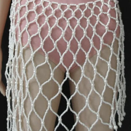The Stardust Empress Royale – Handmade Imitation Pearl Body Chain & Skirt Set