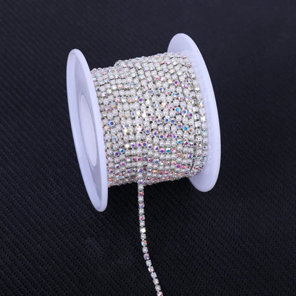 The Stardust Pearl Stream – Premium Silver Base Glass Rhinestone & ABS Pearl Cup Chain Trim