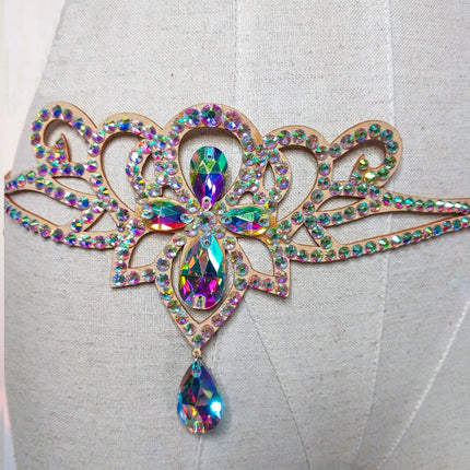 Sparkly Layered Rhinestone & Pearl Belly Dance Waist Chain Belt
