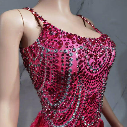 The Stardust Festival Fringe Bodysuit – Luxury Rhinestone Tassel Showgirl Costume