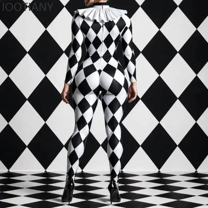 Harlequin Diamond Lattice Catsuit & Bodysuit Asymmetrical Circus Stage Costume
