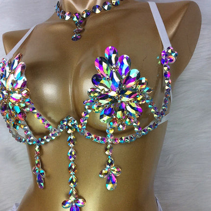 The Stardust Empress Royale – Deluxe Rhinestone Samba Carnival Wire Bra & High-Waist Panties 2-Piece Costume Set