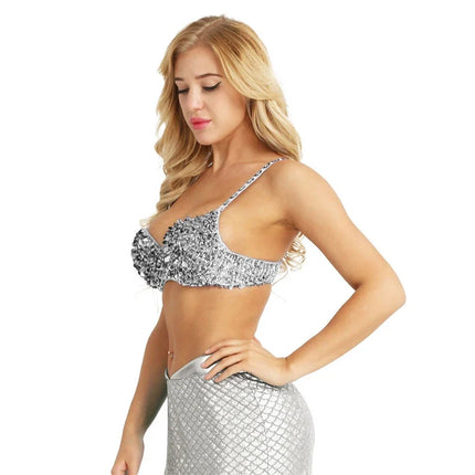 The Stardust Prism Sirena – Sequined & Looped Beading Padded Push-Up Bra Top